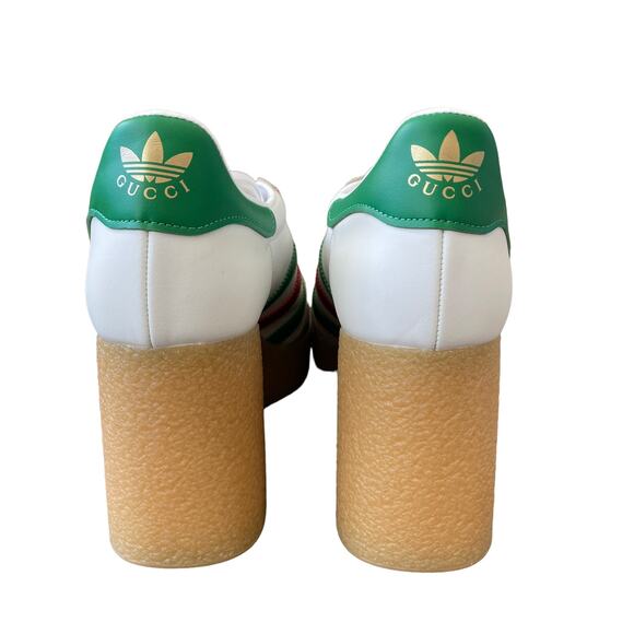Adidas x Gucci Wedge Gazelle Platform Sneakers in White Leather US 10.5 IT 40.5 - Picture 5 of 15
